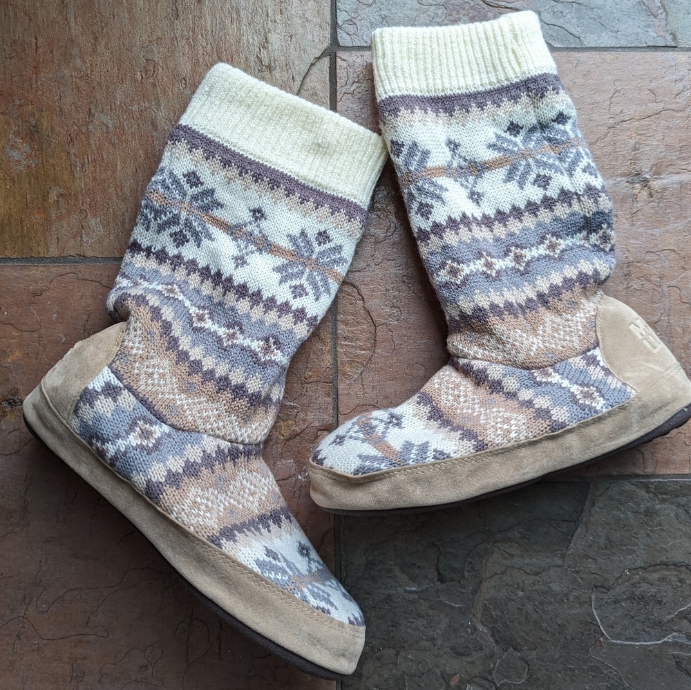 new MUK LUKS MUKLUKS Fair Isle slippers 6.5 7 7.5